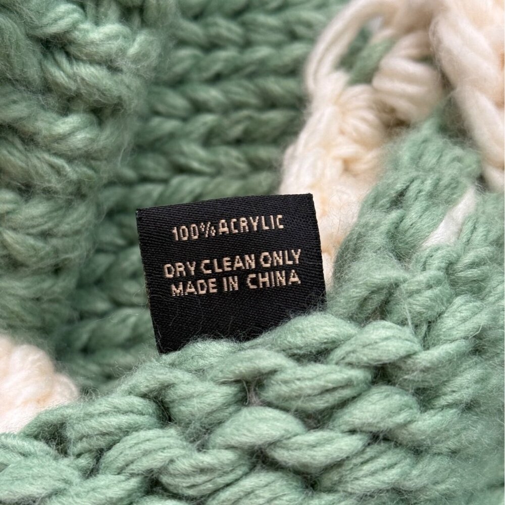 Saachi Anthropologie Bella Cardigan Chunky Sweater Green Pink Pockets One-Size - Picture 6 of 8